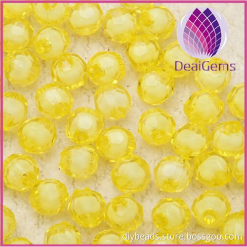 wholesale yellow 16mm Bulk chunky acrylic faceted round ball beads